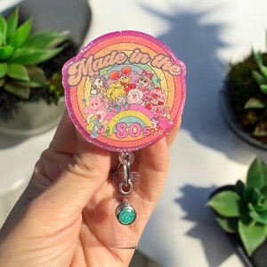 Made in the 80’s Badge Reel, Nurse Badge Reel, Teacher Badge Reel, Retractable Reel, Glitter Badge Reel, Retro Badge Reel, 80’s Cartoon Reel