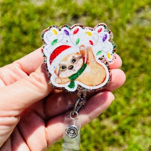 Christmas Badge Reel, Sloth Badge Reel, Nurse Badge Reel, Teacher Badge Reel, Retractable Reel, Custom Badge Reel, Sparkle Badge, Cute,Funny