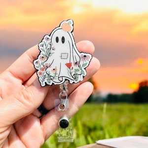 Floral Ghost Badge Reel, Retro Ghost Badge Reel, Nurse Badge Reel, Teacher Badge Reel, Retractable Reel, Custom Badge Reel, Cute Ghost