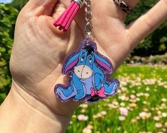 Eeyore Glitter Keychain, Glitter Keychain, Backpack charm, Cute Keychain, Team Gift, Teacher Gift, luggage tag, Winnie the Pooh, Bag Charm
