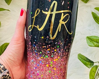 Custom Tumbler Order, Pink glitter tumbler, pink ombré glitter cup, handmade gift, Bridesmaids Gift, Mother’s Day gift, Gift for her