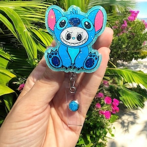 Stitch Badge Reel, ID Holder, Nurse Badge Reel, Teacher Badge Reel, Retractable, Glitter Badge Reel, The Monsters, TikTokTrend,Monster Dolls