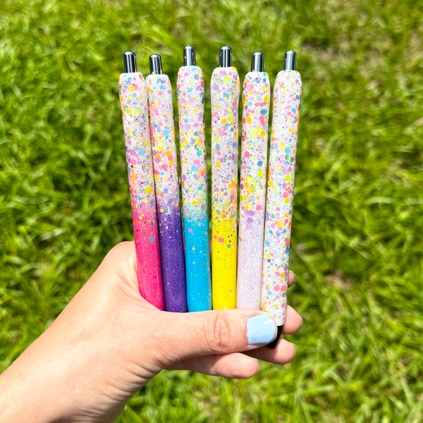 Confetti Glitter Pen, Neon Glitter Pen, Personalized Glitter pens for Nurses, Epoxy glitter pen, Custom pen, Resin pen, Refillable gel pen,