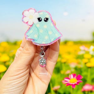 Floral Ghost Badge Reel, Retro Ghost Badge Reel, Nurse Badge Reel, Teacher Badge Reel, Retractable Reel, Custom Badge Reel, Spring Ghost
