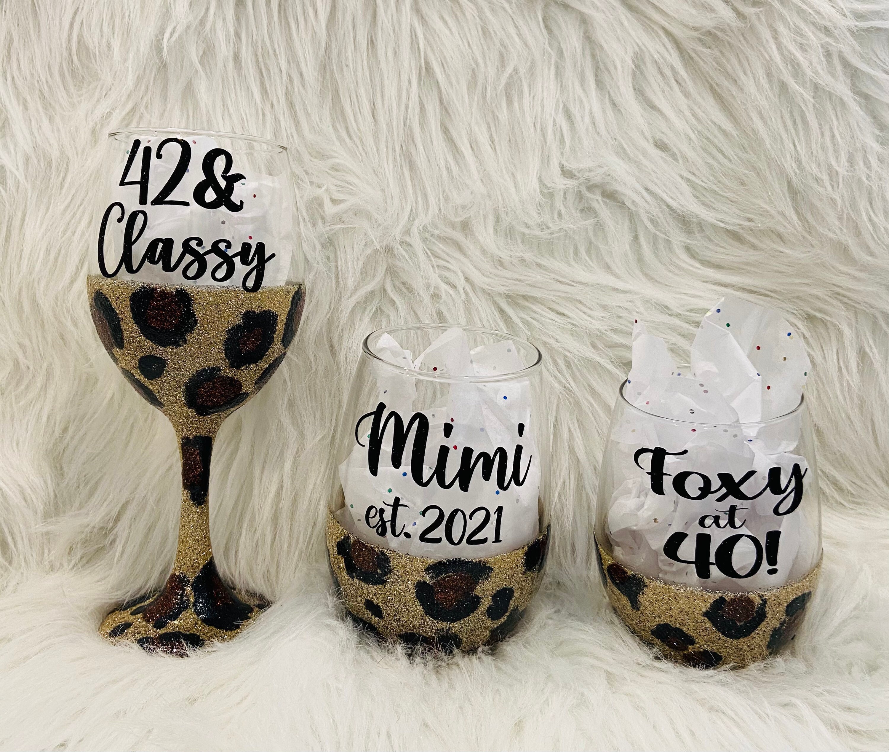 Large Leopard print wine glass 40 and fabulous wine Etsy