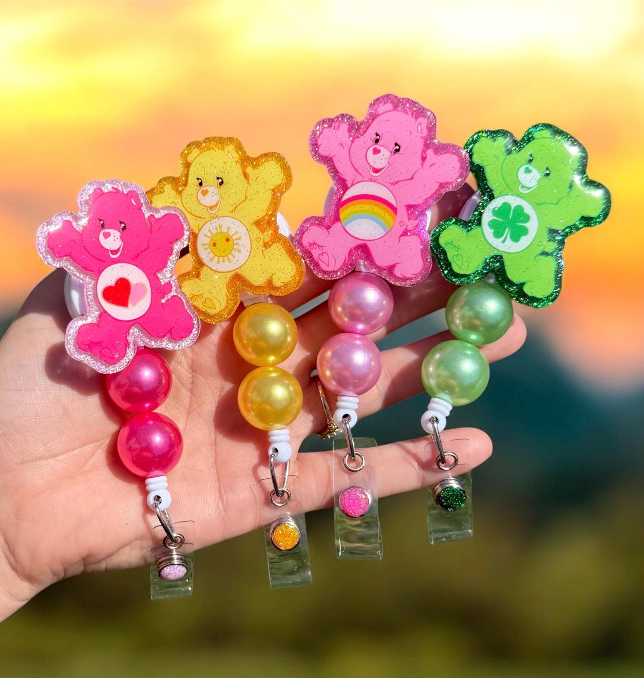 Care Bear Badge Reel, Nurse Badge Reel, Teacher Badge Reel, Retractable Reel, Glitter Badge Reel, 80's Cartoon, Retro, Cute Bear, Pediatric
