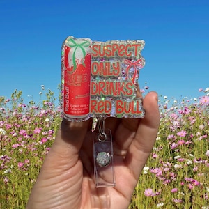 Suspect only drinks energy drinks Badge Reel, Nurse Badge Reel, Teacher Badge Reel, Retractable Reel, Glitter Badge Reel, TikTok, Funny Watermelon