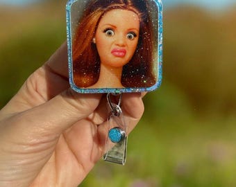 Cringe Doll WTF Badge Reel, Nurse Badge Reel, Teacher Badge Reel, Retractable Reel, Glitter, Funny Nurse Gift, RN ID Holder, Cute Badge