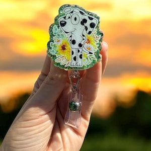 Chloe the Dalmation Badge Reel, Bluey Badge Reel, Nurse Badge Reel, Teacher Badge Reel, Retractable, Glitter Badge Reel, Cartoon, Pediatric