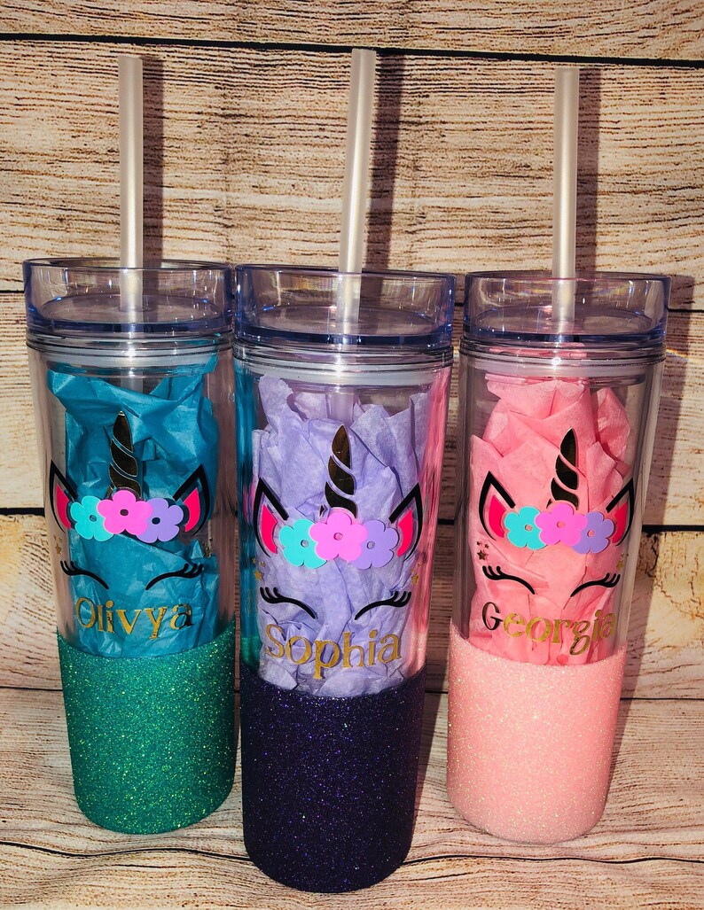 Personalized Unicorn Tumbler/glitter tumbler/ little girls Etsy