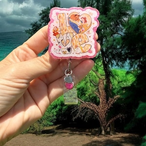 Beauty and the Beast Badge Reel, Nurse Badge Reel, Teacher Badge Reel, Retractable Reel, Glitter Badge Reel, Retro Cartoon, Love Badge Reel
