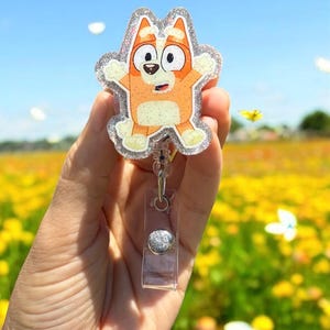 Bingo Badge Reel, Nurse Badge Reel, Teacher Badge Reel, Retractable Reel, Glitter Badge Reel, Cute, Cartoon, Bluey and Bingo, Pediatric Reel