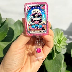 The Spiritual Ganster Tarot Badge Reel, Nurse Badge Reel, Teacher Badge Reel, Spooky Season, Tarot Card Badge Reel, Tarot Card, Karma