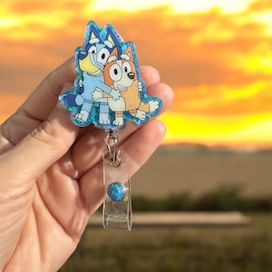 Bluey Badge Reel, Nurse Badge Reel, Teacher Badge Reel, Retractable Reel, Glitter Badge Reel, Bluey & Bingo Badge Reel, Mom, Funny, Cartoon