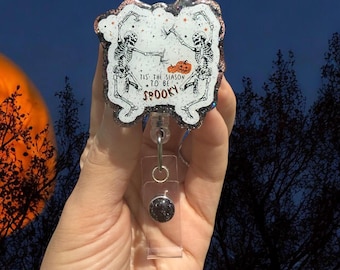 Halloween Badge Reel, Dancing  skeletons, Badge Reel, Tis the season to be spooky, Nurse Badge Reel, Teacher Badge Reel, Spooky Season, ER