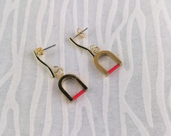 Boucles d'oreilles design bicolores en acier inoxydable