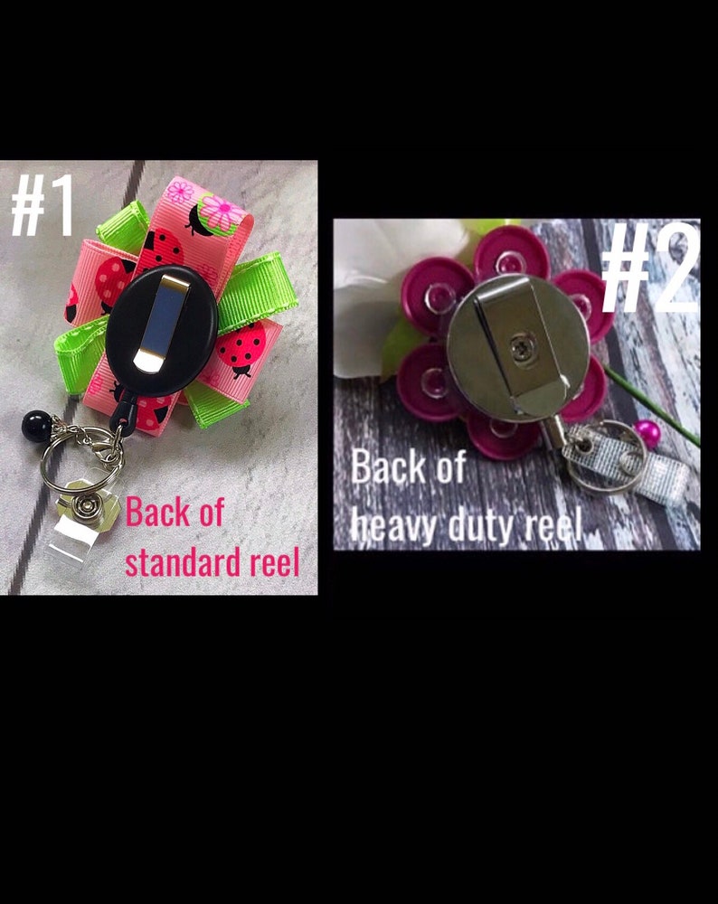 Floral vial cap Heavy Duty ID Badge reel Etsy