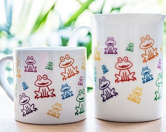 Bone china rainbow frog coffee mug coffee cup ceramic children's large espresso cup gifts for coffee lovers children child's fun cartoon
