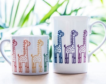 Bone china rainbow giraffe coffee mug coffee cup ceramic children's large espresso cup gifts for coffee lovers children child's fun cartoon