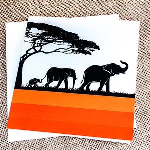 elefanti biglietto di auguri elefante cucciolo madre padre maschio femmina mamma papà mamma papà famiglia Africa safari africano animali selvatici sagome