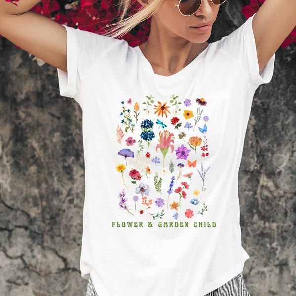 Disney World Epcot Flower and Garden Festival Inspired Floral Flower and Garden Child Hippie Retro Bella and Canvas Tee Shirt