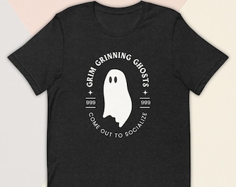 Disney Haunted Mansion Shirt Grim Grinning Ghosts Minimalist Halloween Spooky Apparel Bella + Canvas Tee