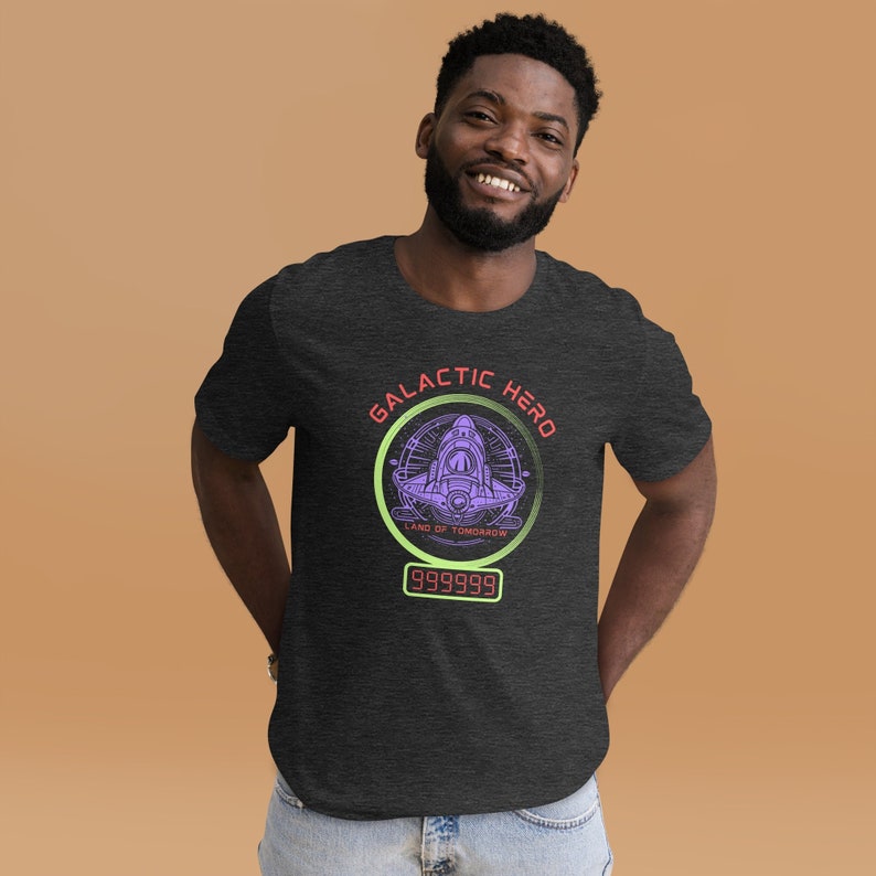 Disney Tomorrowland Buzz Lightyear Space Ranger Spin inspired Galactic Hero High Score 999999 Galaxy Defender Bella + Canvas Tee Shirt