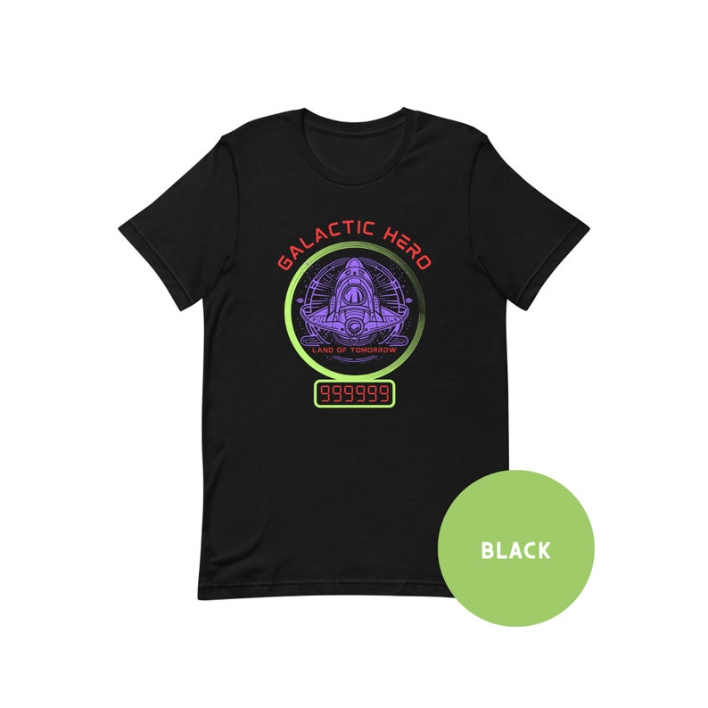 Disney Tomorrowland Buzz Lightyear Space Ranger Spin inspired Galactic Hero High Score 999999 Galaxy Defender Bella + Canvas Tee Shirt