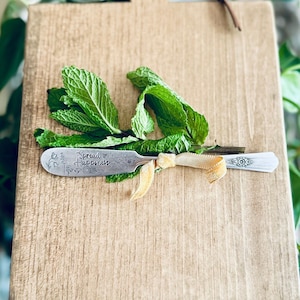 Hand Stamped Vintage Silverware Spreader: &quot;Spread Happiness&quot; Knife // Cheese Knife