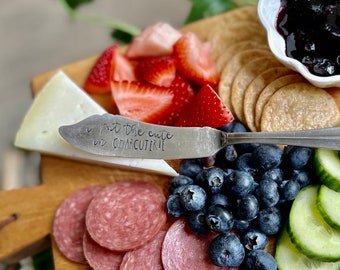 Cheese Knife Hand Stamped, Mother's Day Gift, Charcuterie Board Cheese Spreader, Vintage Silverware, Butter Knife, Housewarming Gift