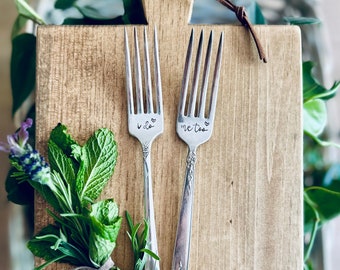 Hand Stamped Vintage Forks, Wedding Forks, Heirloom Wedding Gifts