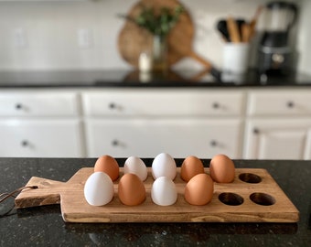 Farmhouse Egg Tray // Egg Holder // Natural Wooden Kitchen // Vintage Kitchen Decor