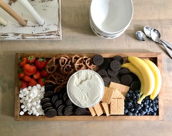 Medium Charcuterie Tray // Wooden Heirloom Board for Weddings // Farmhouse Centerpiece Base // Girls Night Charcuterie Tray // S'mores Board