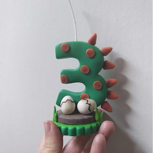 Dinosaur birthday candle / cake topper / birthday cake topper / birthday cake candle topper / porcelain collectible keepsake