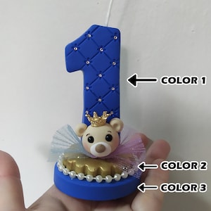 Baby birthday candle / cake topper / birthday cake topper / birthday cake topper / cold porcelain collectible keepsake / teddy bear candle