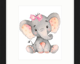 Baby elephant print | Etsy