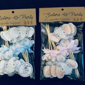 Baby Elephant Watercolor cupcake toppers / Baby Elephant food picks / Baby Shower Elephant Party READY IN 48 HOURS / Any Color