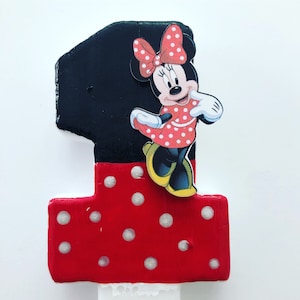 Red Minnie Mouse Candle / Minnie Personalized Party / READY IN 48 HOURS