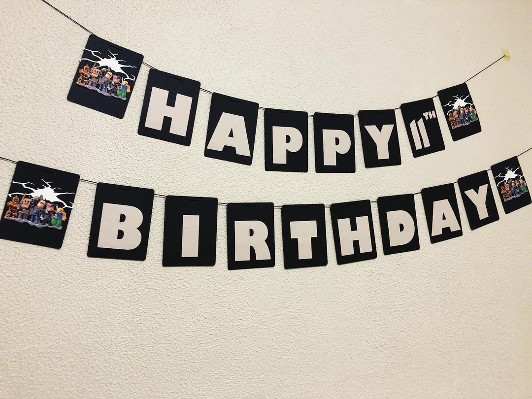 Roblox Party Package - Banner & Garland - Any Color - Custom Wording - Etsy