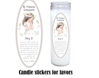 First Communion Stickers / First Communion Labels / Communion Favors / Candle Stickers / Any Language / Gloss Stickers