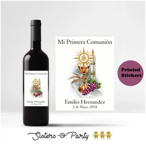Personalized Wine Bottle Stickers /First Communion Wine Labels / Gloss Stickers