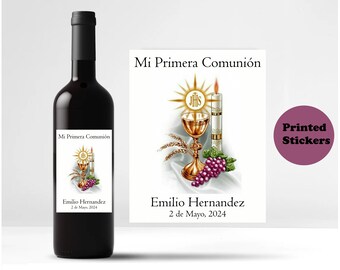 Personalized Wine Bottle Stickers /First Communion Wine Labels / Gloss Stickers