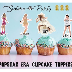 Adornos para cupcakes Popstar / Palillos para comida / Fiesta Popstar LISTOS EN 24 HORAS