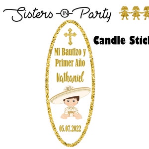 Charro Personalized Stickers /Charrito Charrita Labels / Gold or Silver / Candle Stickers / Gloss Stickers