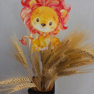 Baby Lion Watercolor Centerpiece Picks/ Baby Shower Lion Party READY IN 48 HOURS