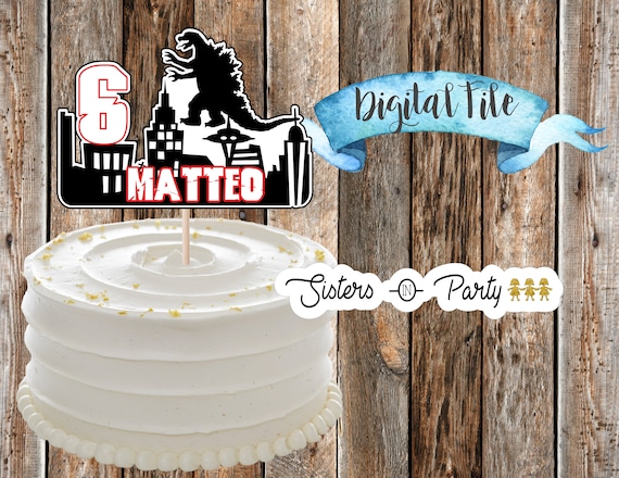 Godzilla Party Diy Digital Cake Topper Etsy Godzilla Party Diy Digital Cake Topper Etsy