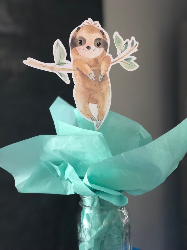 Sloth Centerpiece Picks/ Baby Shower Sloth Party READY IN 48 | Etsy