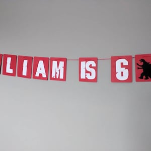 Godzilla Party Package - Banner &amp; Garland - Any Color - Custom Wording ...