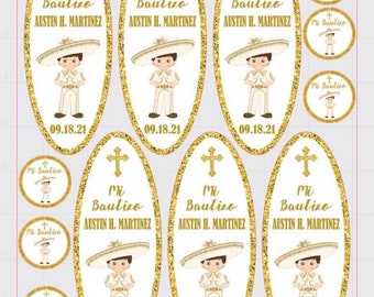 Charro Personalized Stickers /Charrito Charrita Labels / Gold or Silver / Candle Stickers / Gloss Stickers