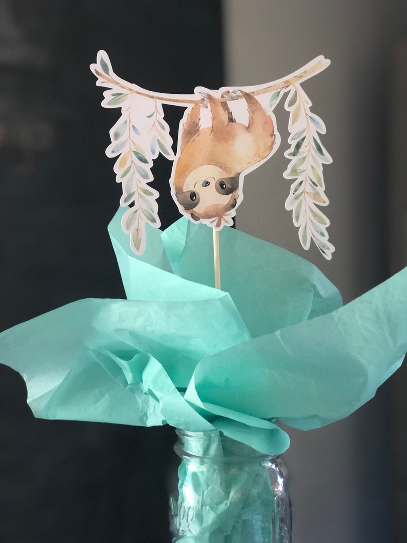 Sloth Centerpiece Picks/ Baby Shower Sloth Party READY IN 48 Etsy